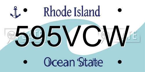 595VCW Rhode Island License Plate