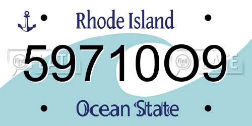 59710O9 Rhode Island License Plate