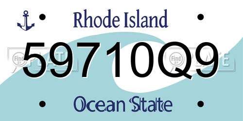 59710Q9 Rhode Island License Plate