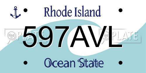597AVL Rhode Island License Plate