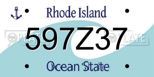597Z37 Rhode Island License Plate
