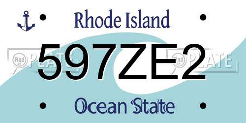 597ZE2 Rhode Island License Plate