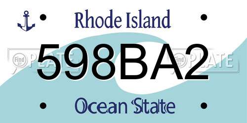 598BA2 Rhode Island License Plate
