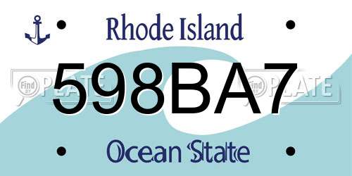 598BA7 Rhode Island License Plate