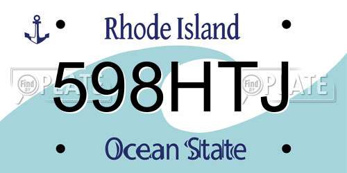 598HTJ Rhode Island License Plate