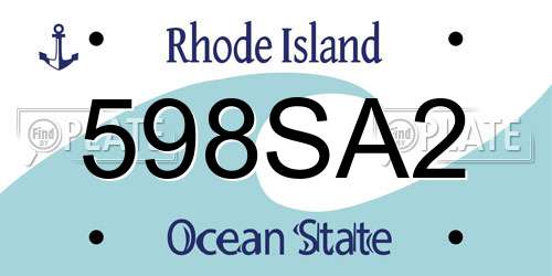 598SA2 Rhode Island License Plate