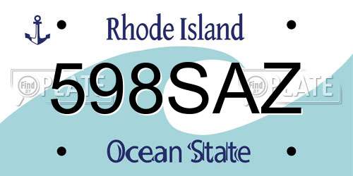 598SAZ Rhode Island License Plate