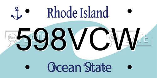 598VCW Rhode Island License Plate