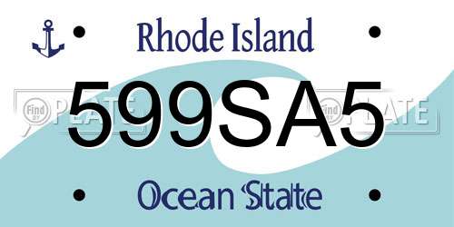 599SA5 Rhode Island License Plate