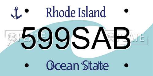 599SAB Rhode Island License Plate