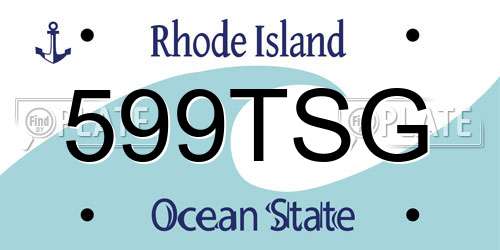 599TSG Rhode Island License Plate
