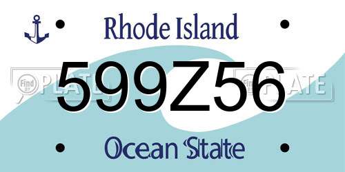 599Z56 Rhode Island License Plate