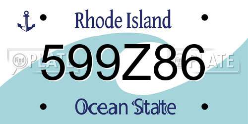 599Z86 Rhode Island License Plate