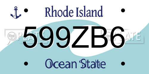 599ZB6 Rhode Island License Plate