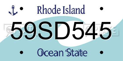 59SD545 Rhode Island License Plate