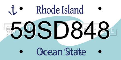 59SD848 Rhode Island License Plate