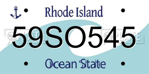 59SO545 Rhode Island License Plate