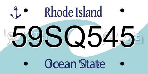 59SQ545 Rhode Island License Plate
