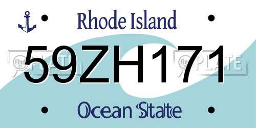 59ZH171 Rhode Island License Plate