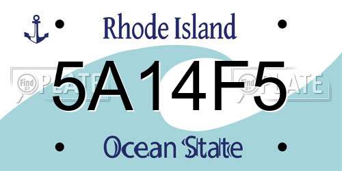 5A14F5 Rhode Island License Plate