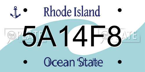 5A14F8 Rhode Island License Plate
