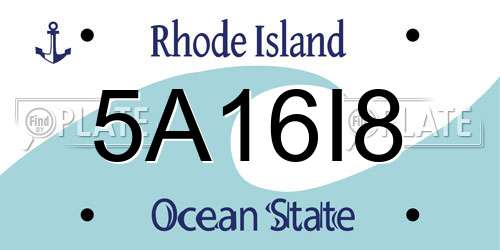 5A16I8 Rhode Island License Plate
