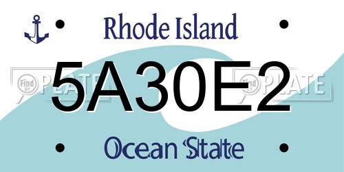 5A30E2 Rhode Island License Plate