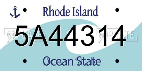 5A44314 Rhode Island License Plate