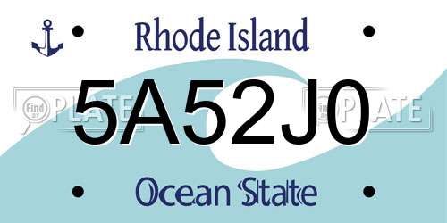 5A52J0 Rhode Island License Plate
