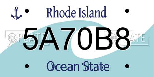5A70B8 Rhode Island License Plate