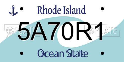 5A70R1 Rhode Island License Plate