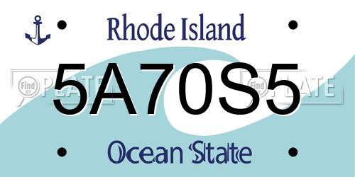5A70S5 Rhode Island License Plate