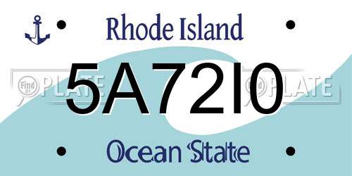 5A72I0 Rhode Island License Plate