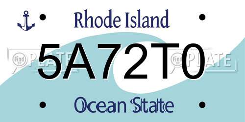 5A72T0 Rhode Island License Plate