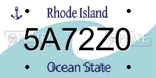 5A72Z0 Rhode Island License Plate