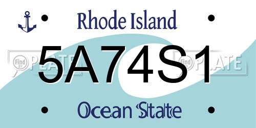 5A74S1 Rhode Island License Plate