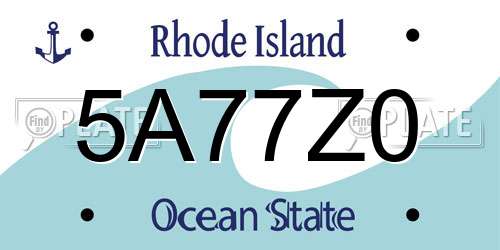 5A77Z0 Rhode Island License Plate