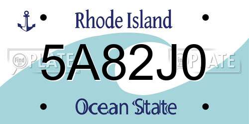 5A82J0 Rhode Island License Plate