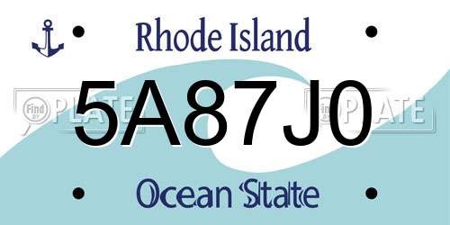 5A87J0 Rhode Island License Plate