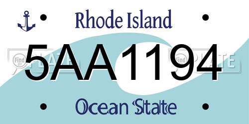 5AA1194 Rhode Island License Plate