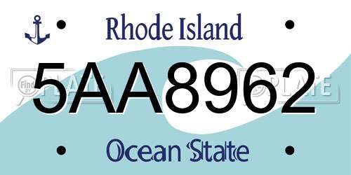 5AA8962 Rhode Island License Plate
