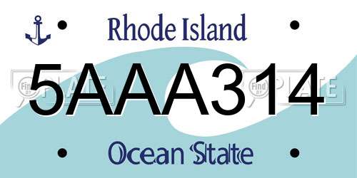 5AAA314 Rhode Island License Plate