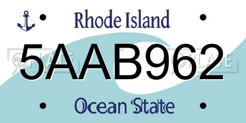 5AAB962 Rhode Island License Plate