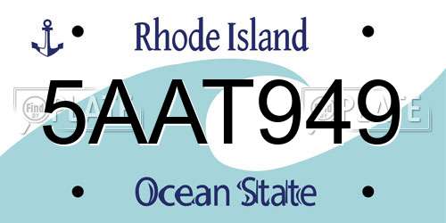 5AAT949 Rhode Island License Plate