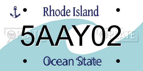 5AAY02 Rhode Island License Plate