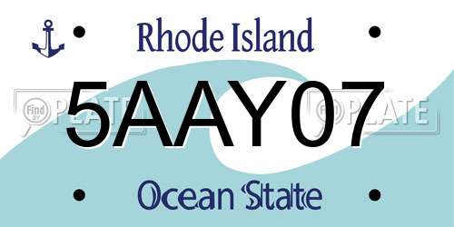 5AAY07 Rhode Island License Plate