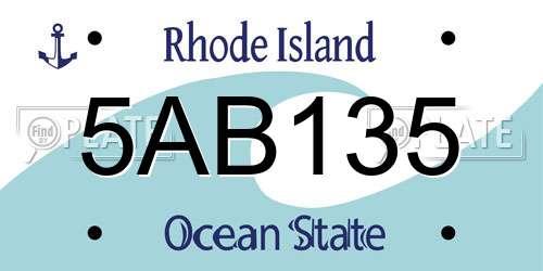 5AB135 Rhode Island License Plate