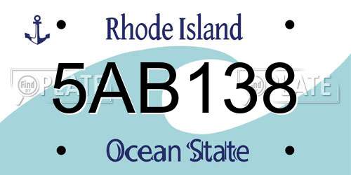 5AB138 Rhode Island License Plate