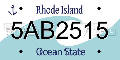 5AB2515 Rhode Island License Plate