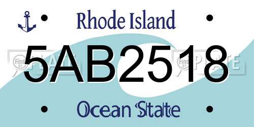 5AB2518 Rhode Island License Plate